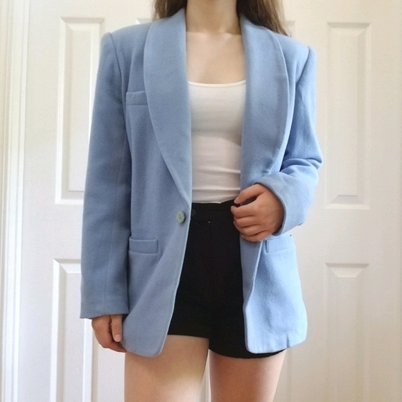 SOLD Blue Wool Blazer - Picture 1 of 3